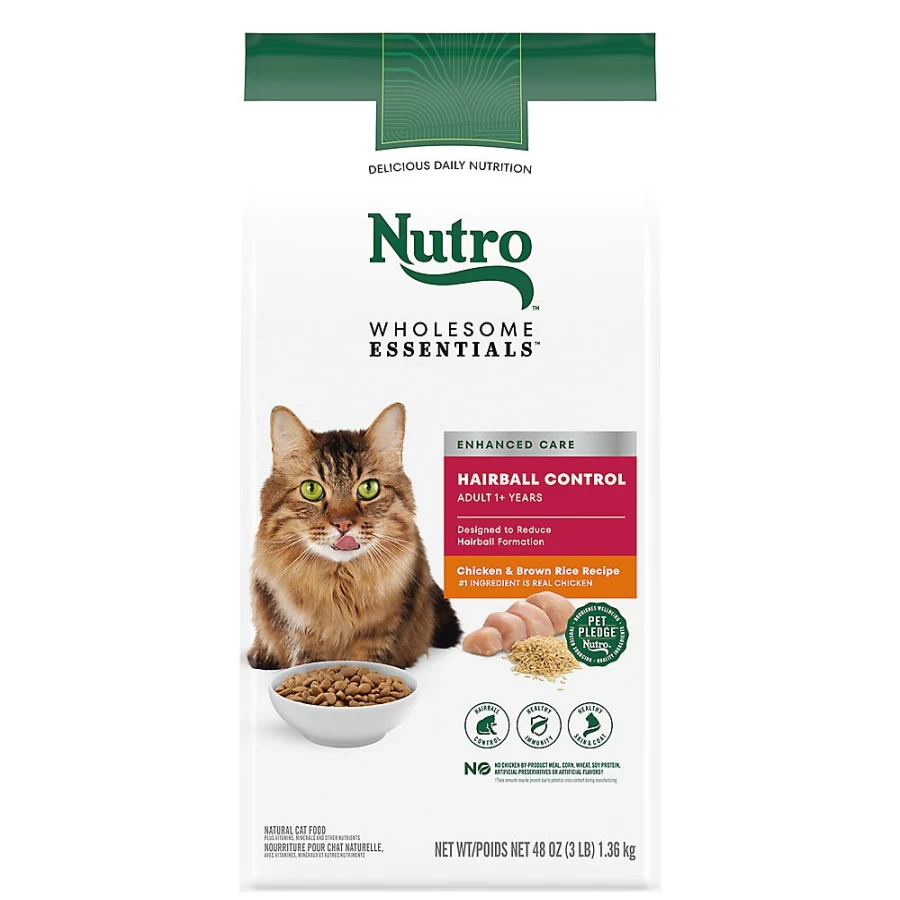 PetSmart Nutro Wholesome Essentials Hairball Control Adult Dry Cat Food - Natural Chicken Recipe, Non-GMO, 10 lb Bag