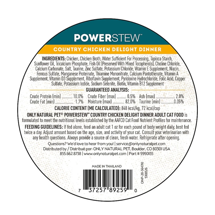 PetSmart Only Natural Pet PowerStew Grain-Free Wet Cat Food, 3 Oz - Natural Stew Recipe for Cats