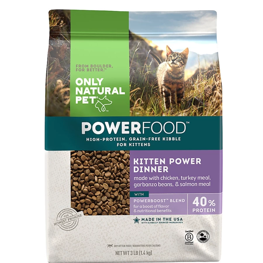 PetSmart Only Natural Pet PowerFood Kitten Dry Cat Food - High-Protein Grain-Free Recipe with Poultry & Salmon for Optimal Growth