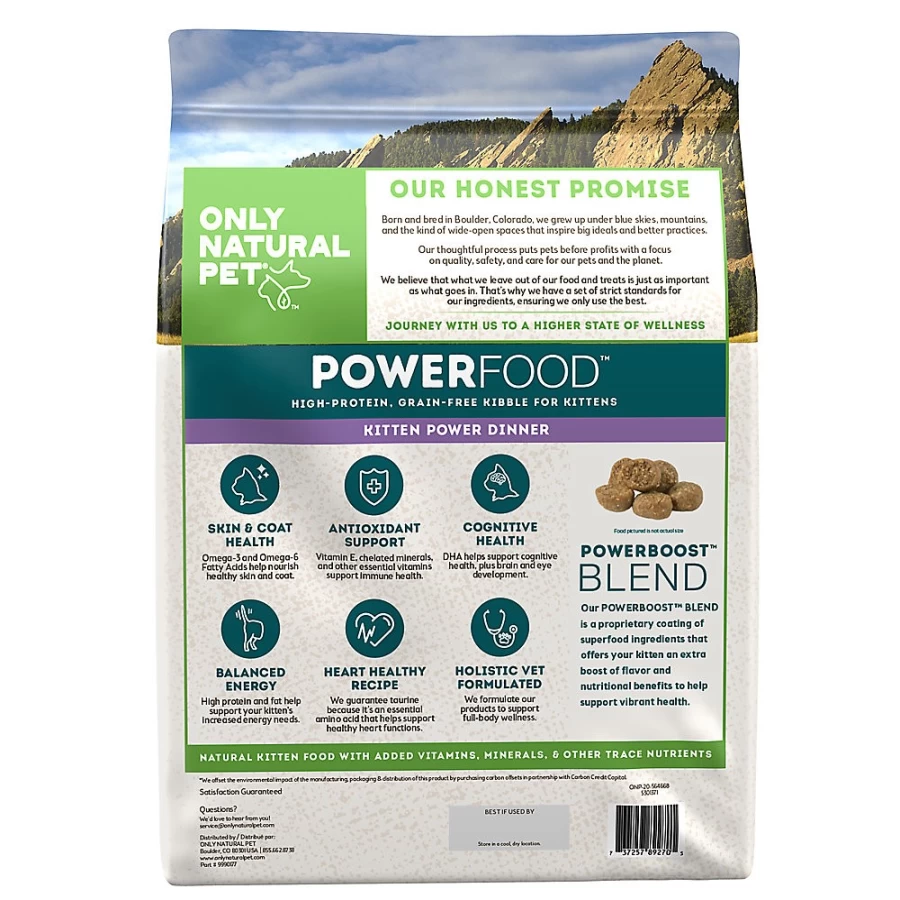 PetSmart Only Natural Pet PowerFood Kitten Dry Cat Food - High-Protein Grain-Free Recipe with Poultry & Salmon for Optimal Growth