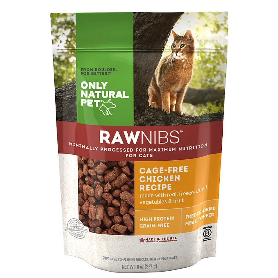 PetSmart Only Natural RawNibs High-Protein Cat Food Topper, 8 Oz - Grain-Free & Natural Ingredients for Cats