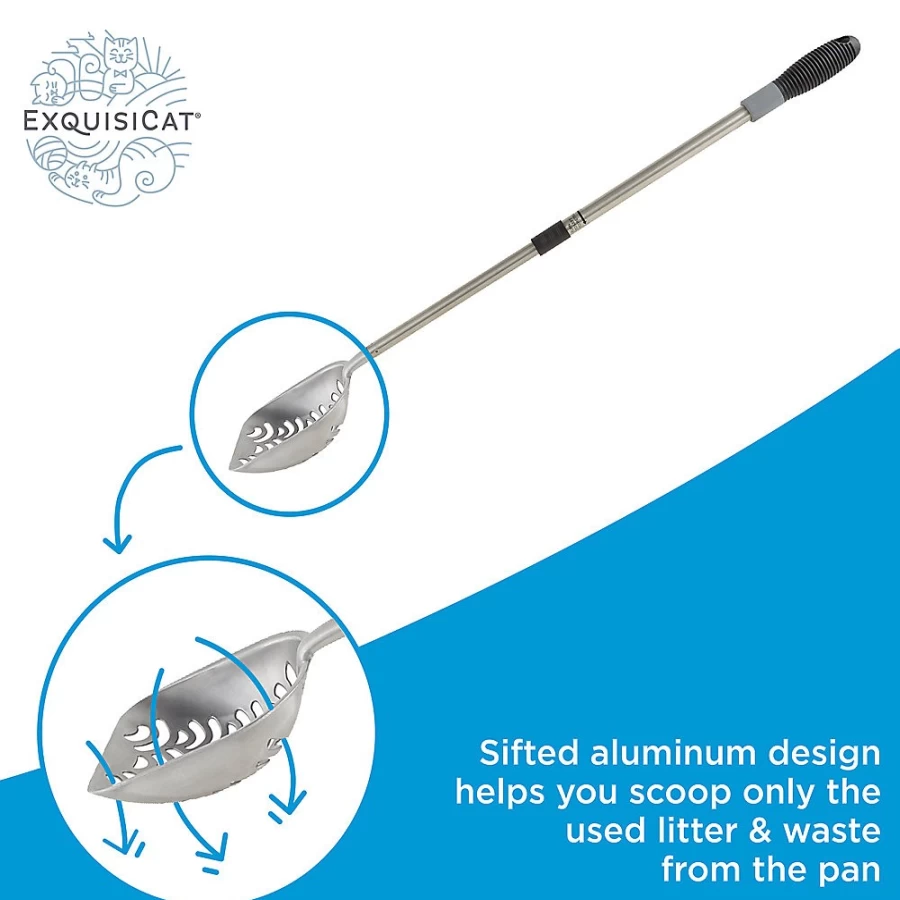 PetSmart ExquisiCat Extendable Litter Scoop - Durable Aluminum Cat Waste Scooper with Retractable Handle
