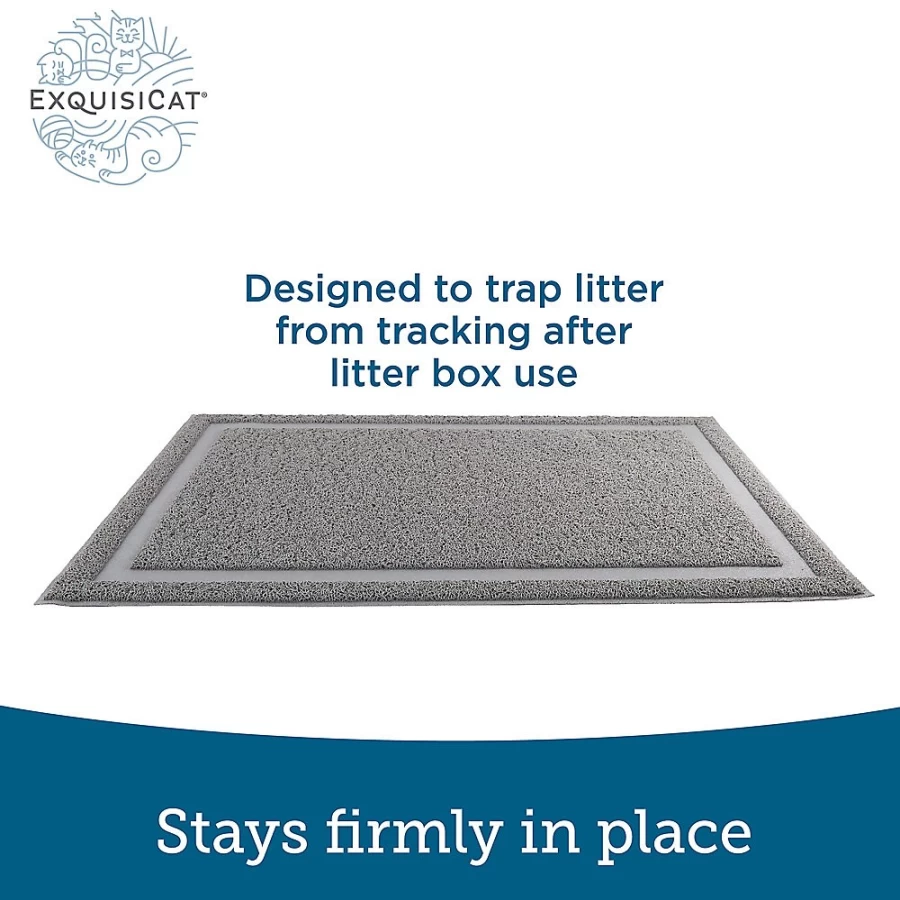 PetSmart ExquisiCat Scatter Control Cat Litter Mat - Non-Slip Gray Litter Trapping Mat for Clean Floors