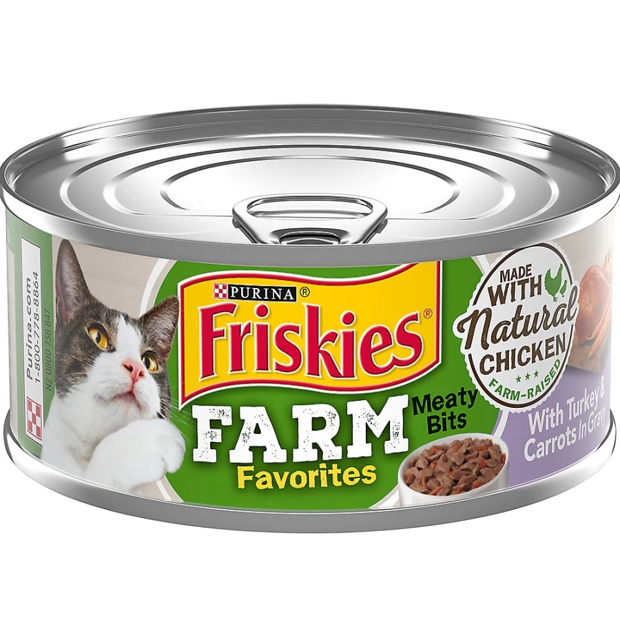 Purina Friskies Farm Favorites Wet Cat Food for Adults - 6.04 oz Cans, No Artificial Colors or Flavors | PetSmart