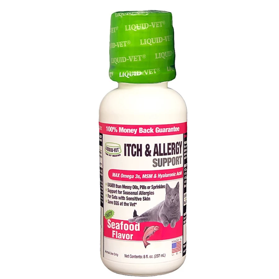 PetSmart Liquid-Vet Itch & Allergy Support Cat Formula - Seafood Flavor for Skin & Coat Health