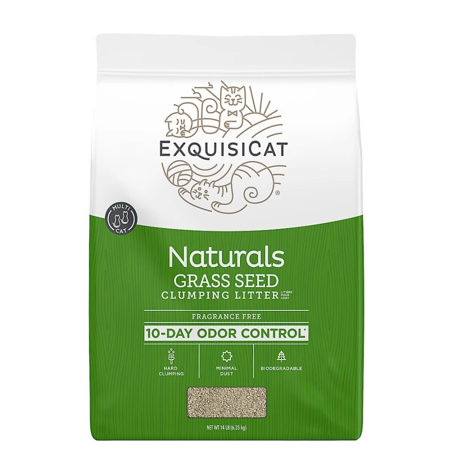 ExquisiCat Naturals Multi-Cat Clumping Grass Seed Litter - Unscented, Low Dust, Natural Cat Litter by PetSmart