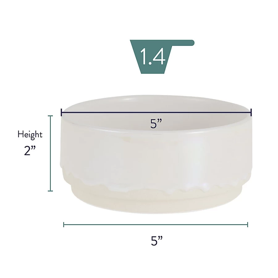 PetSmart Whisker City Pearl Drip Non-Slip Ceramic Cat Food Bowl, 1.5 Cup Capacity, Elegant Design for Cats