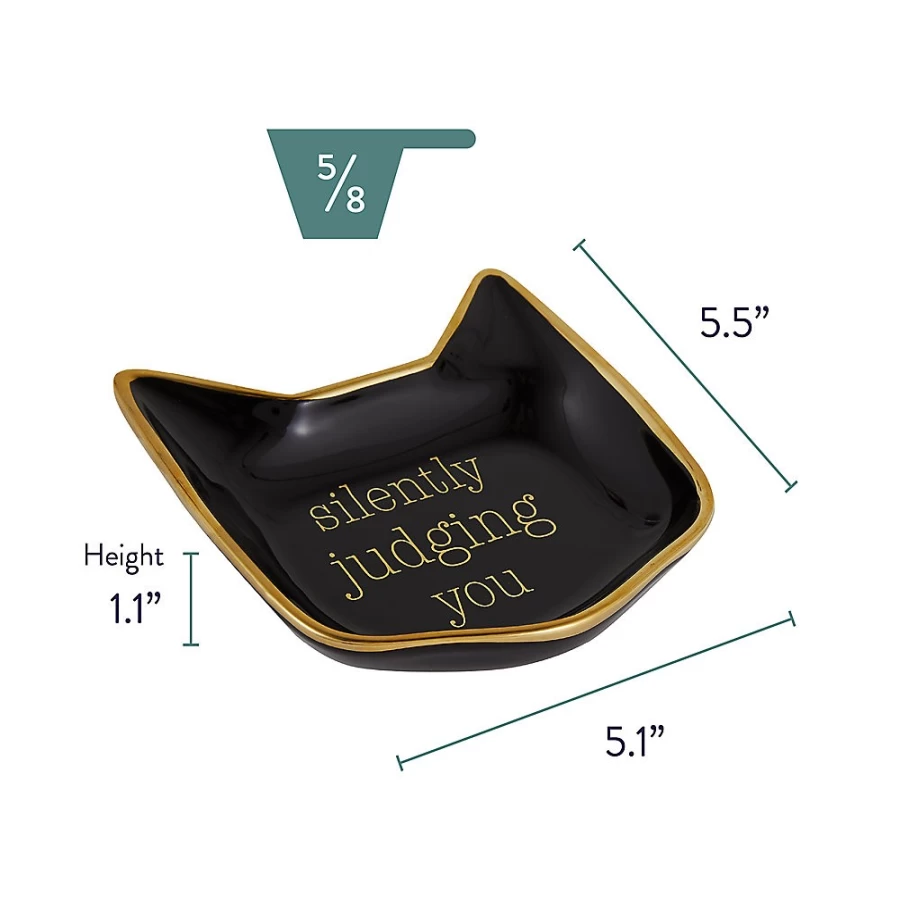 PetSmart Non-Slip Ceramic Cat Saucer Dish - 0.5 Cup Capacity, Whisker City Design