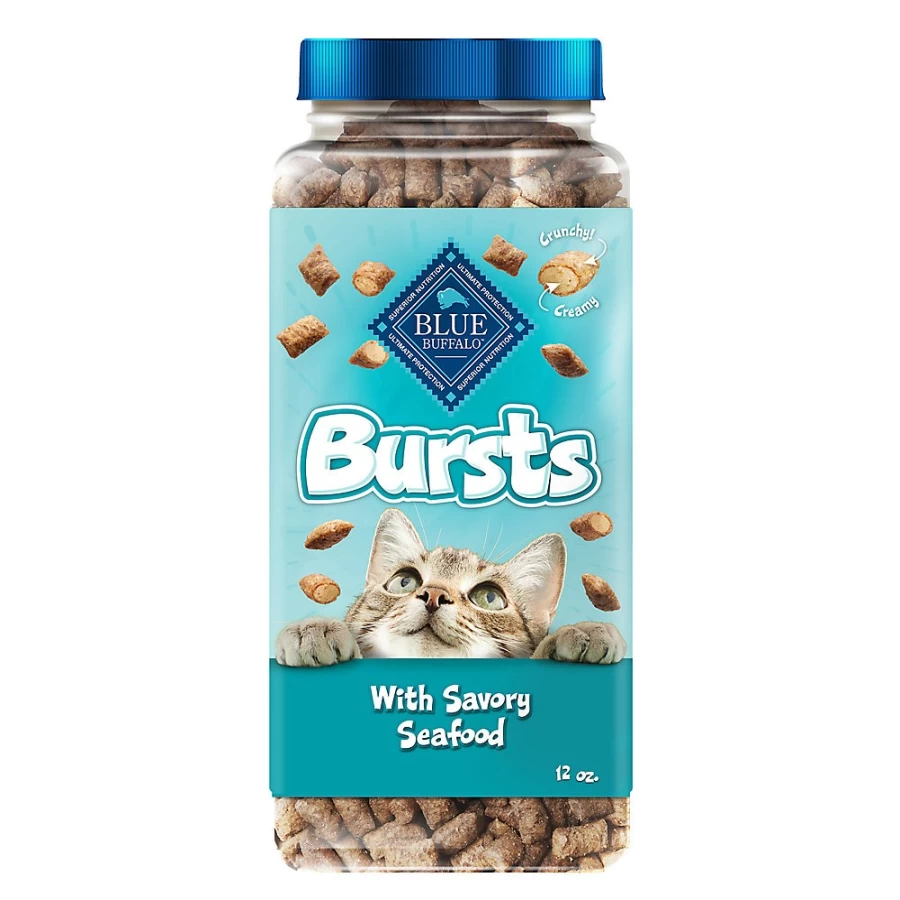 PetSmart Blue Buffalo Bursts Crunchy Cat Treats - Natural Savory Seafood Flavor for Cats
