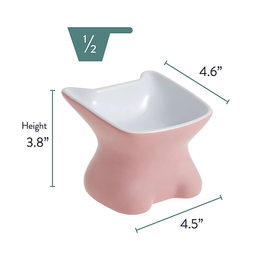 PetSmart Whisker City Elevated Ceramic Cat Dish - Raised Cat Food Bowl for Comfortable Feeding