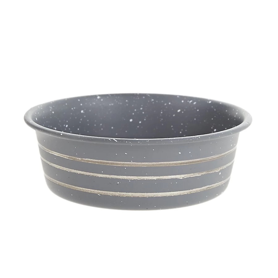 PetSmart Whisker City 2-Cup Yum Embossed Cat Bowl for Food & Water, Dark Grey Linear Design