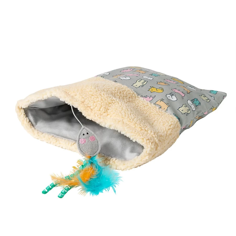 PetSmart Whisker City Crinkle Sherpa Cat Sack Toy for Play & Comfort