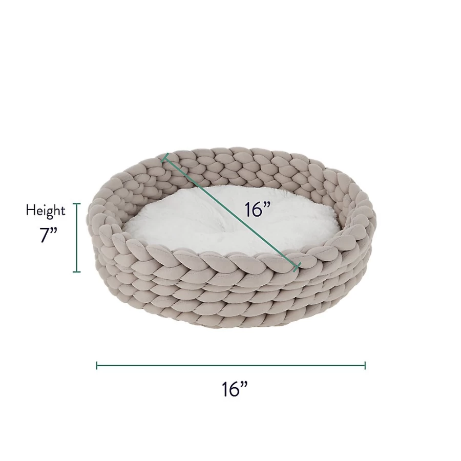 PetSmart Grey Braided Cat Bed - Cozy Whisker City Basket for Cats