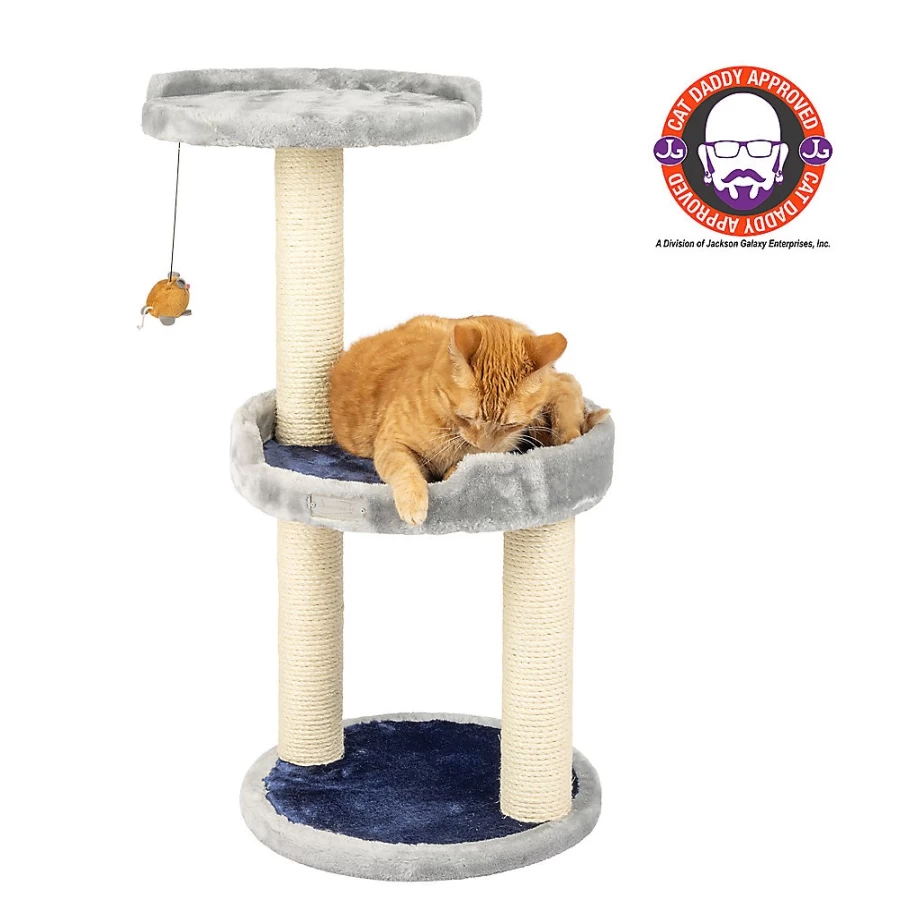 PetSmart Armarkat 30-inch Silver Gray Cat Tree with Real Wood Scratching Posts and Soft Faux Fur