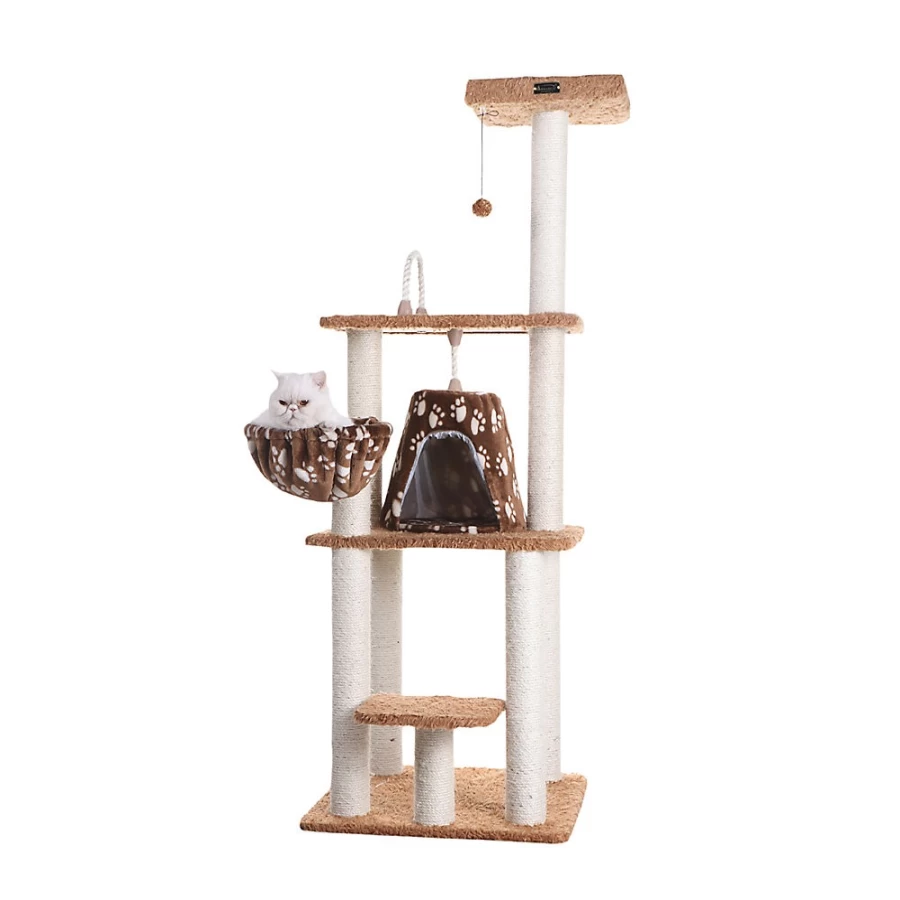 PetSmart Armarkat 64-Inch Brown Cat Tree with Scratching Posts - Faux Fur & Wood Cat Condo Tower for Climbing and Play
