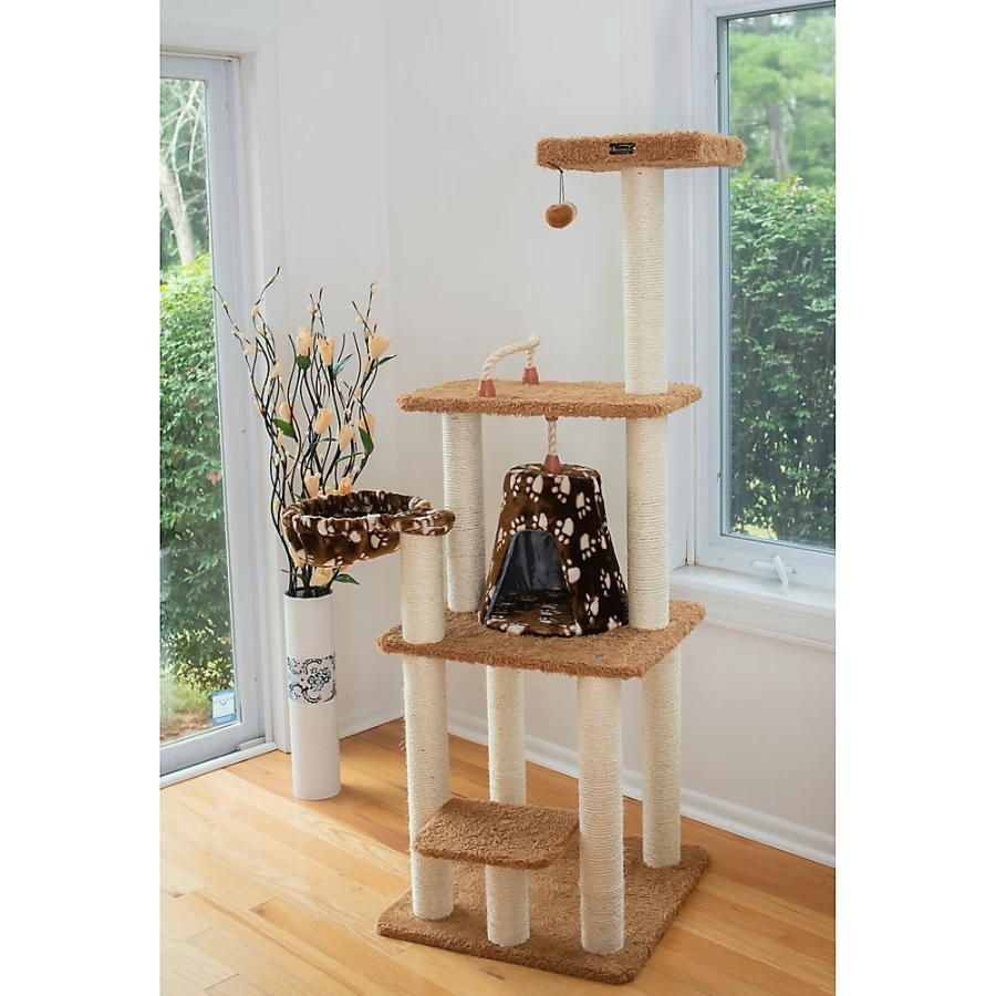PetSmart Armarkat 64-Inch Brown Cat Tree with Scratching Posts - Faux Fur & Wood Cat Condo Tower for Climbing and Play