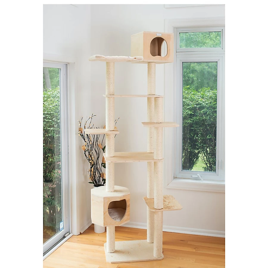 PetSmart Armarkat 89-inch Scots Pine Real Wood Cat Condo Tree – Natural Premium Cat Tower for Indoor Cats