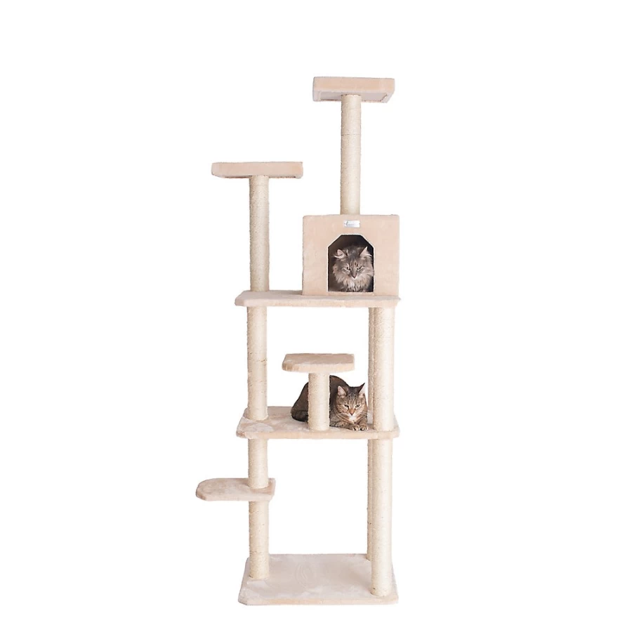 PetSmart GleePet 74-inch Beige Cat Tree with Real Wood Frame and Faux Fur Cover