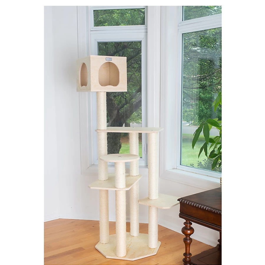 PetSmart Armarkat 69-inch Scots Pine Cat Tree with Multi-Level Platforms, Modern Natural Wood Cat Tower for Indoor Cats