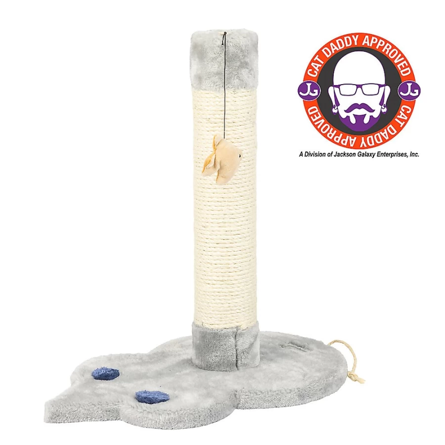 PetSmart Armarkat 19-Inch Real Wood Cat Scratcher with Mouse Toy - Gray Natural Wood Scratching Post for Cats