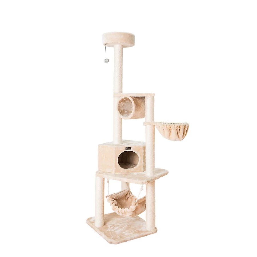 PetSmart Armarkat 72-inch Beige Cat Tree with Real Wood and Faux Fur, Classic Basket Condo for Cats