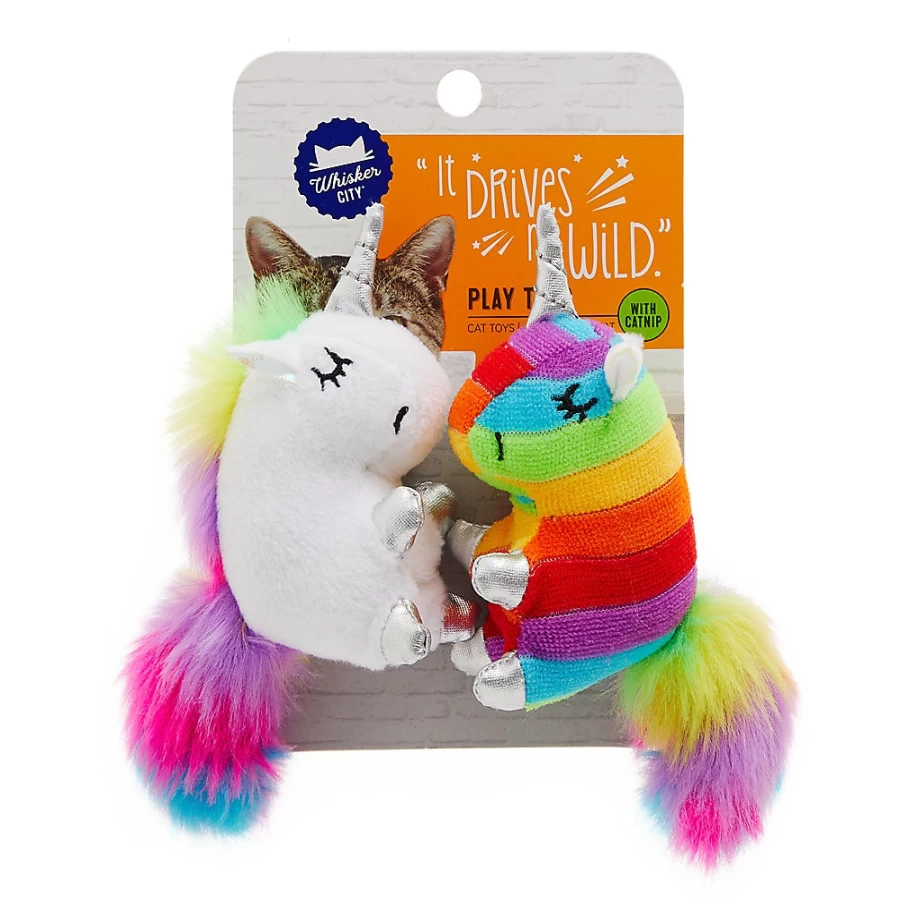 PetSmart Whisker City Rainbow Unicorn Cat Toys - 2 Pack Interactive Play Set for Cats