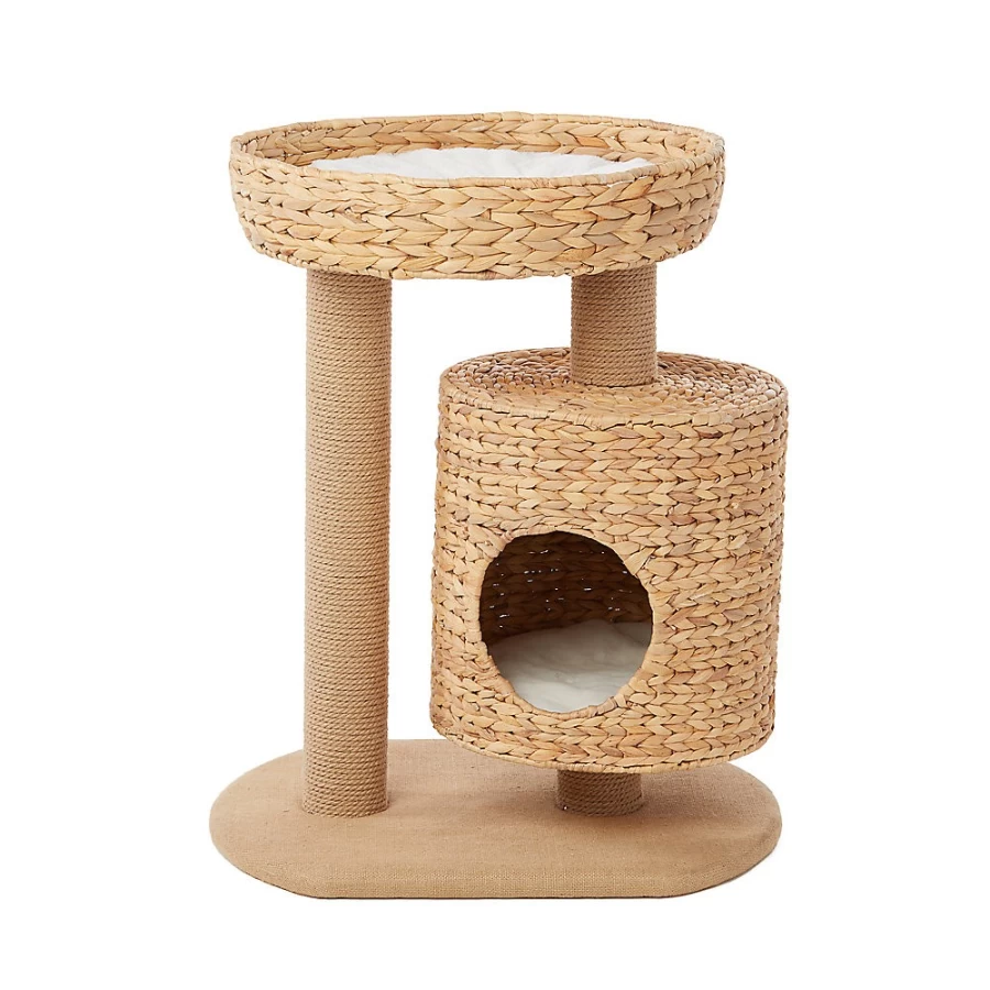PetSmart Whisker City 27-inch Jute & Wicker Cat Condo with Scratching Post - Natural Basket Style Cat Tree