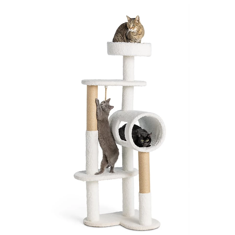 PetSmart Whisker City 60-Inch Cat Tower with Sherpa Condo & Tunnel for Climbing and Play