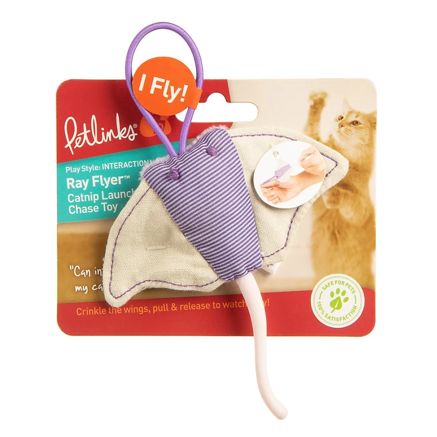 PetSmart Catnip-Infused Stingray Launcher Cat Toy - PetLinks Ray Flyer Interactive Play for Cats