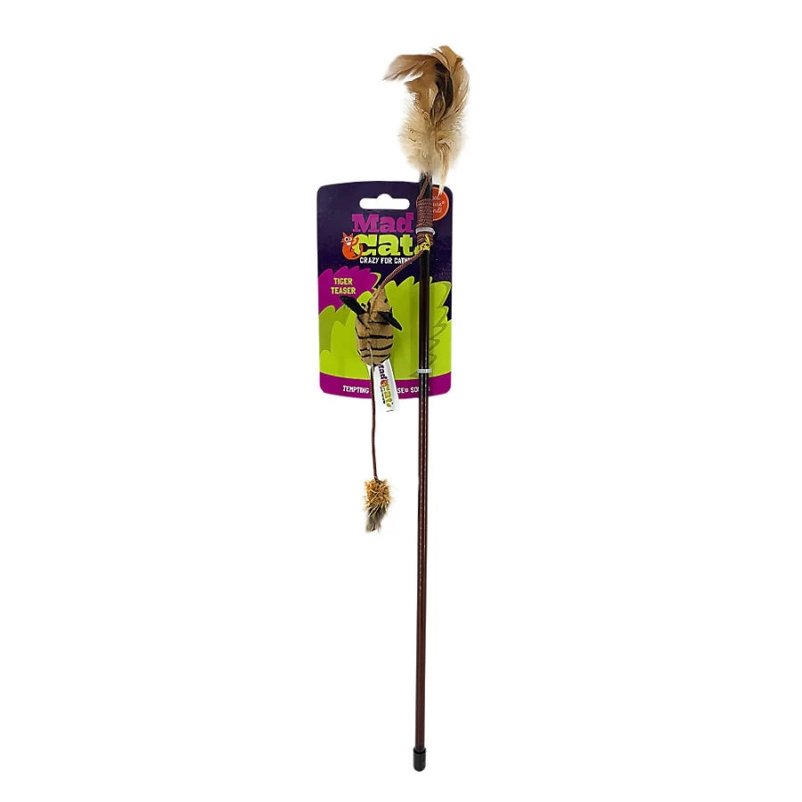 PetSmart Mad Cat Tiger Teaser Wand Toy for Cats - Interactive Play Feather Teaser