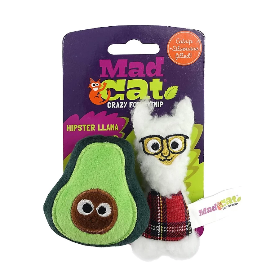 PetSmart Mad Cat Hipster Llama Plush Cat Toy - 2 Pack with Catnip & Silvervine for Playful Kittens
