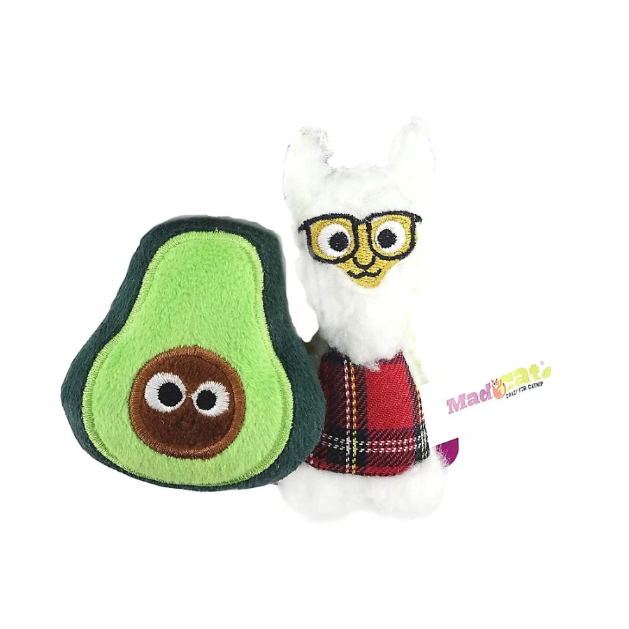 PetSmart Mad Cat Hipster Llama Plush Cat Toy - 2 Pack with Catnip & Silvervine for Playful Kittens