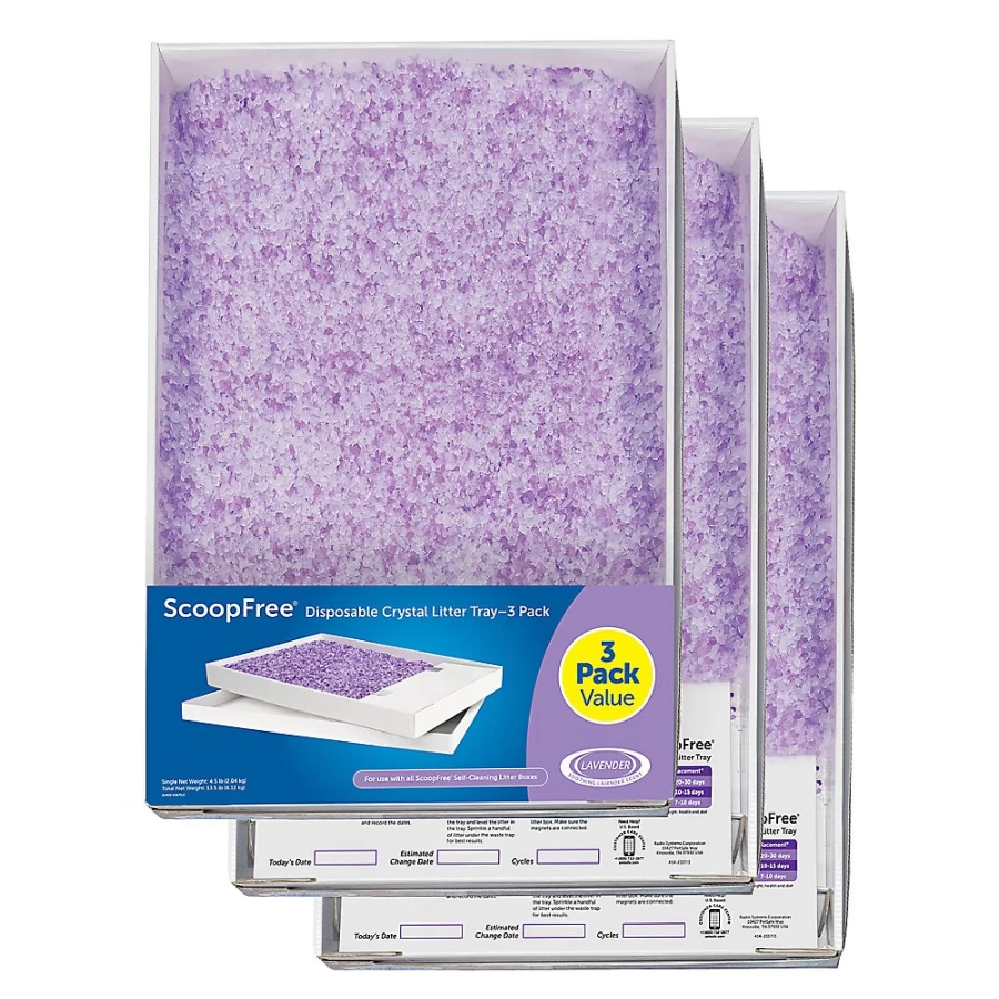 PetSmart ScoopFree Self-Cleaning Cat Litter Box - Disposable Crystal Trays, 3-Pack with Lavender Scent, Odor Control