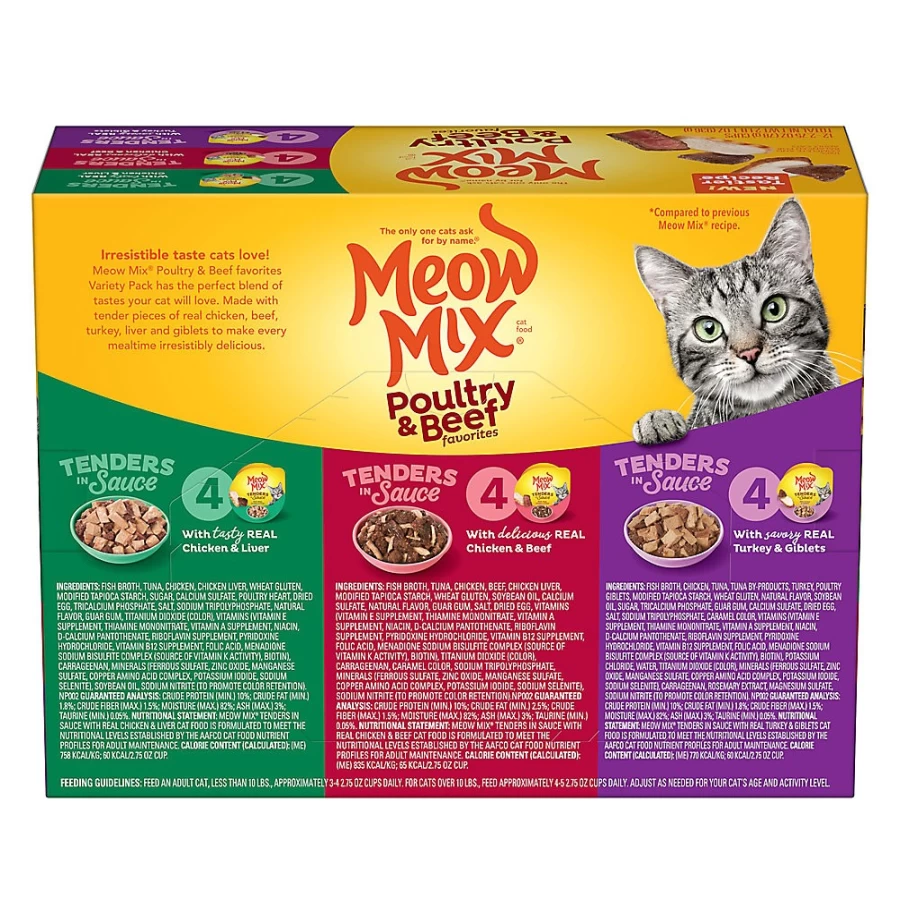 PetSmart Meow Mix Tender Favorites Wet Cat Food - Chicken, Liver, Beef, Turkey & Giblets Recipe for All Life Stages