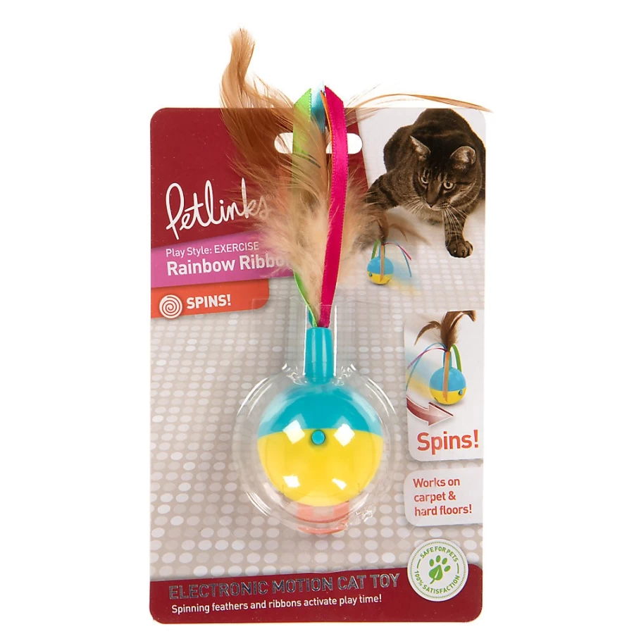 PetSmart Electronic Motion Cat Toy - Interactive Spinning Rainbow Ribbon Plaything for Cats