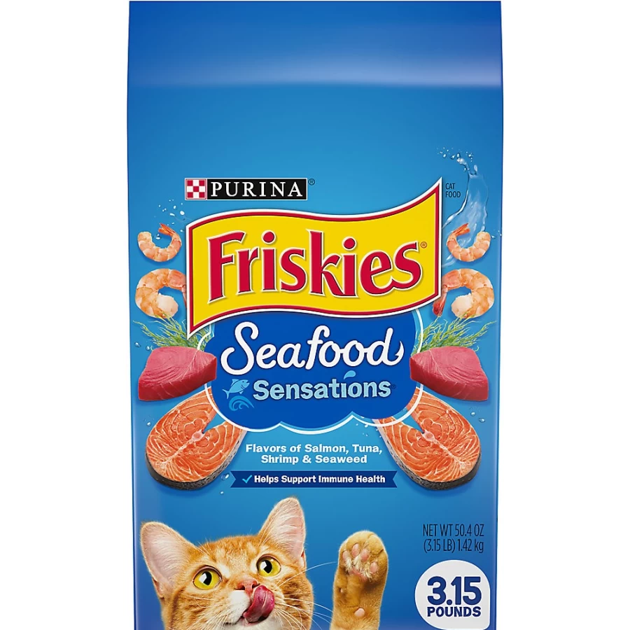 Purina Friskies Seafood Sensations Adult Dry Cat Food with Salmon, Tuna & Shrimp - PetSmart