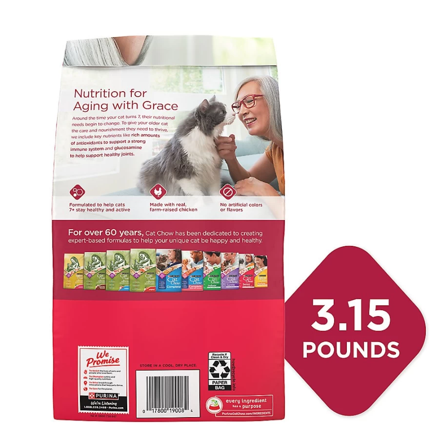 Purina Cat Chow Senior Dry Cat Food - Chicken Recipe, No Artificial Colors or Flavors | PetSmart
