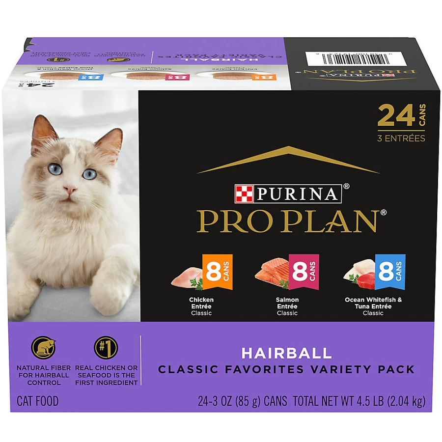 Purina Pro Plan Hairball Control Adult Wet Cat Food, Natural Ingredients, No Artificial Colors or Preservatives, 3oz Cans (24-Pack) | PetSmart