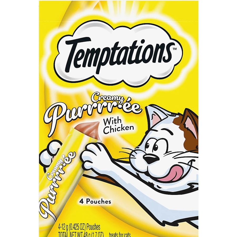 PetSmart Creamy Puree Chicken Cat Treats for Adult Cats - Temptations Tasty Rewards