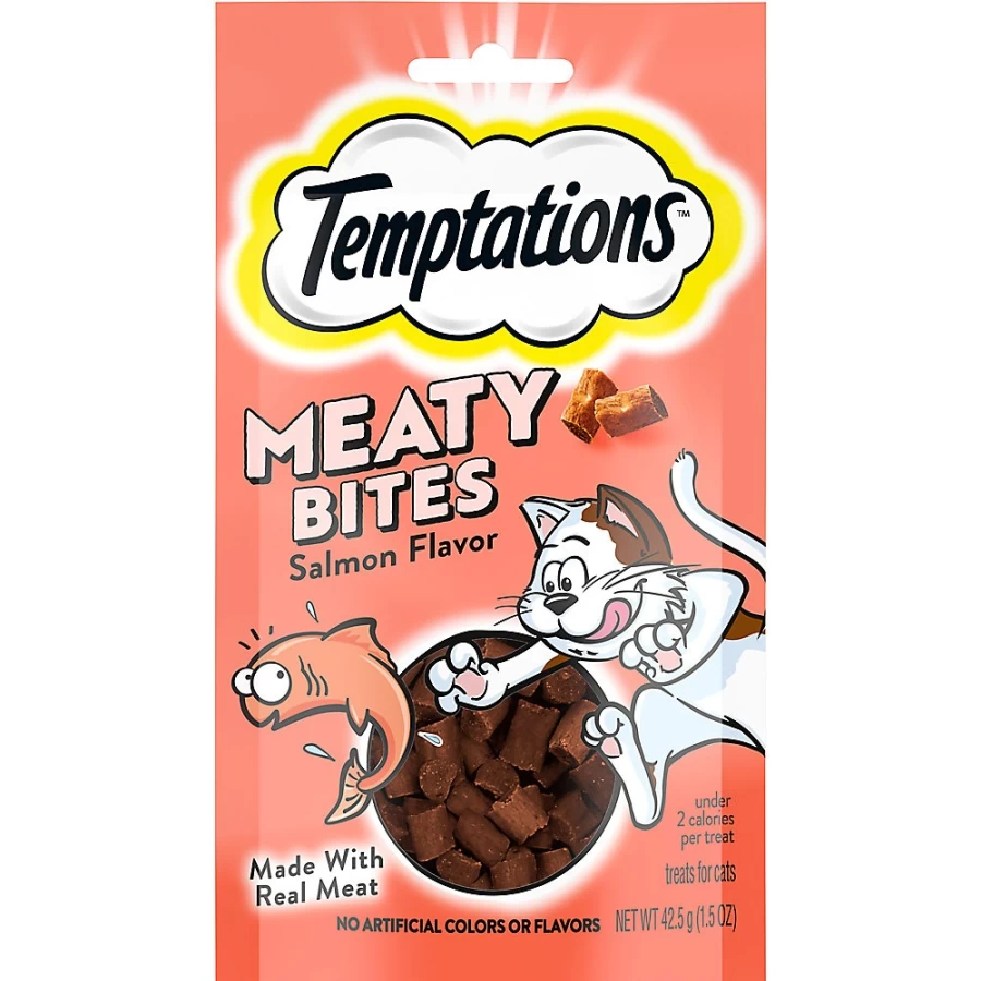 PetSmart Temptations Tasty Soft Salmon Cat Treats for Adult Cats - Meaty Bites
