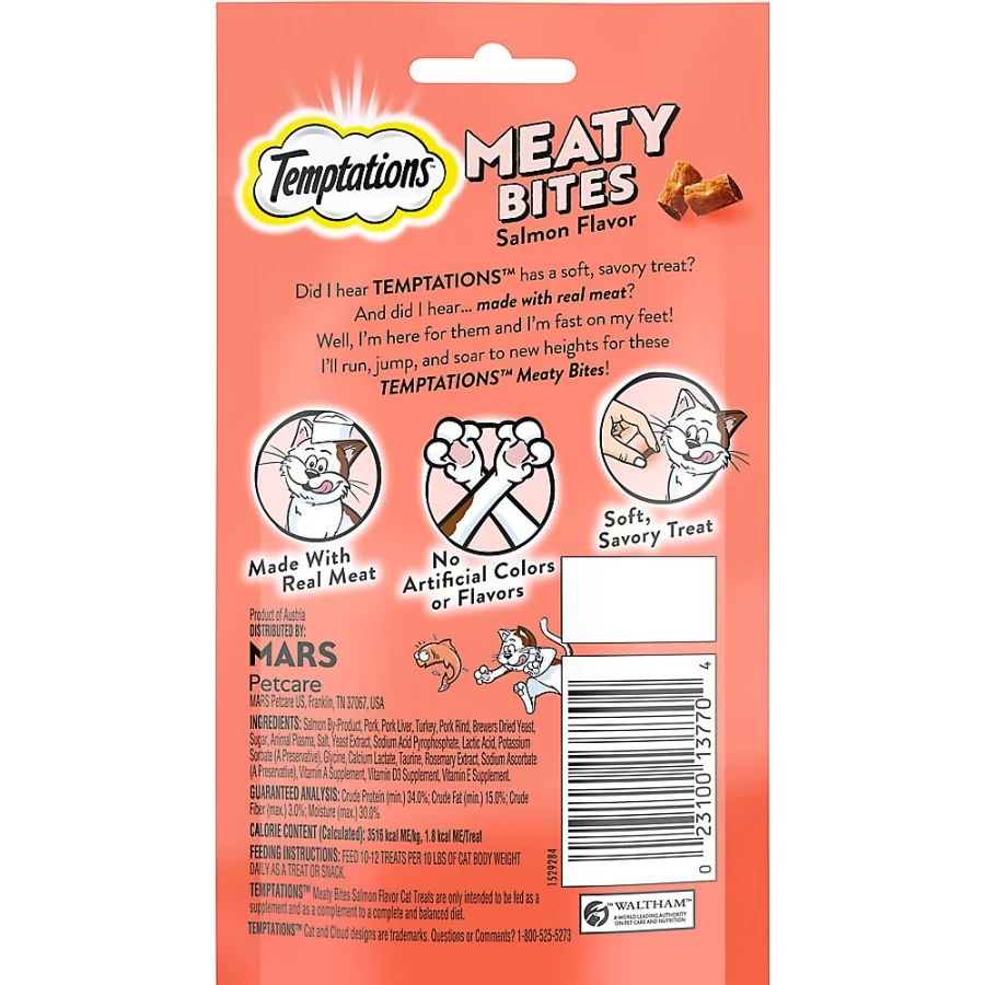 PetSmart Temptations Tasty Soft Salmon Cat Treats for Adult Cats - Meaty Bites