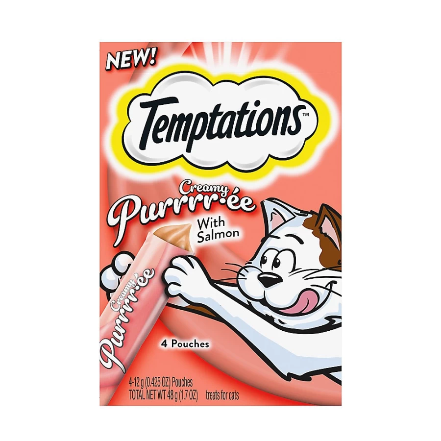 PetSmart Creamy Salmon Puree Cat Treats for Adult Cats - Temptationstrade Purrrr-e Snacks