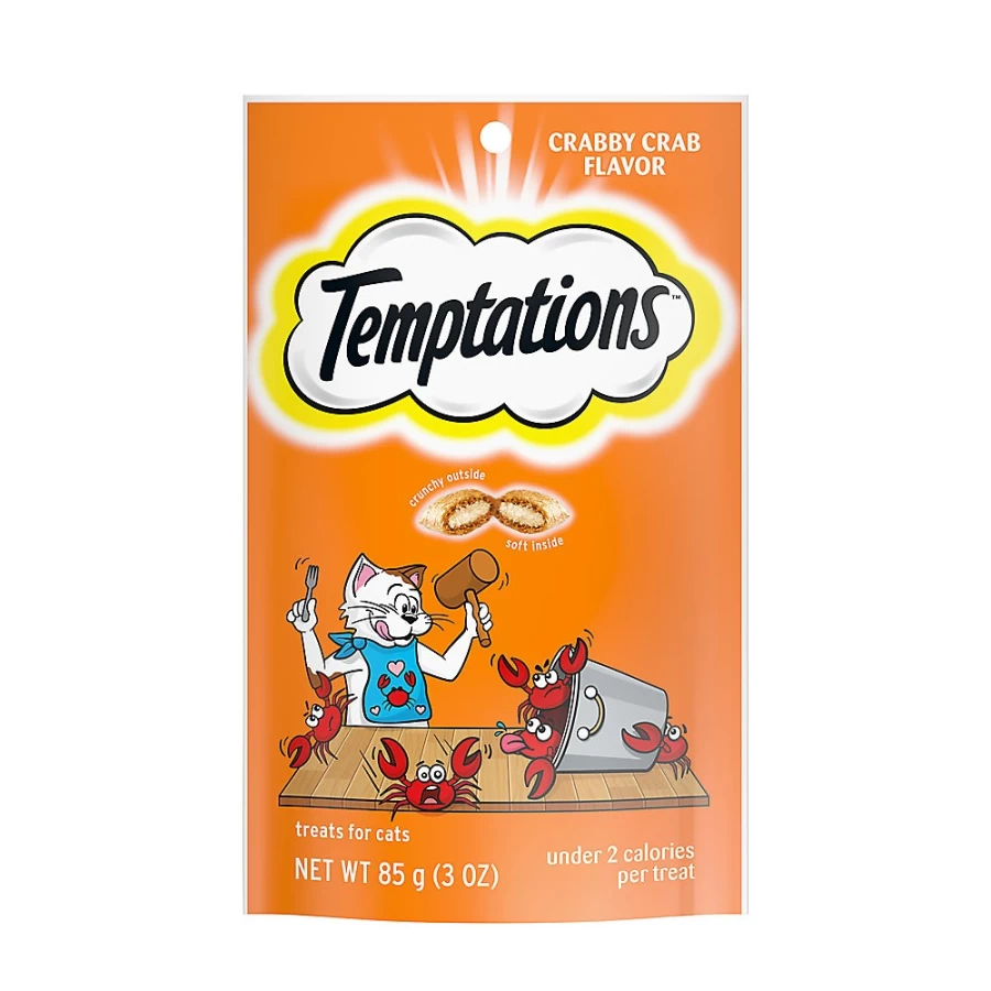 PetSmart Classic Adult Cat Treats - Soft & Crunchy Crab Flavor, Temptations Trade Brand