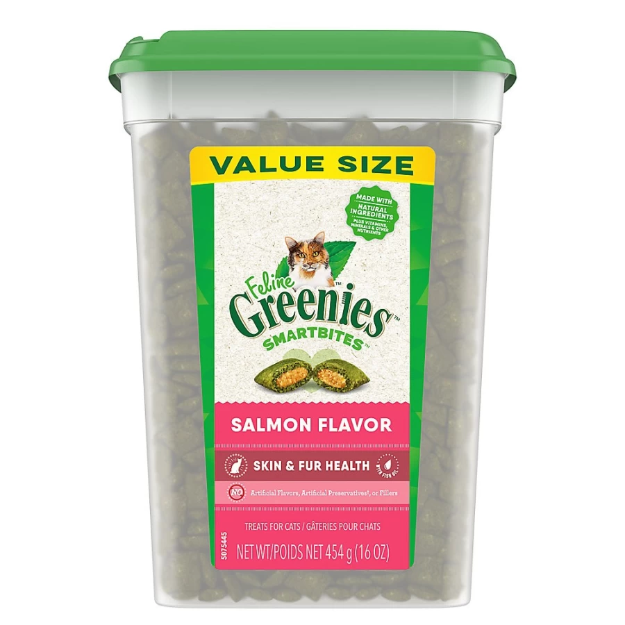 PetSmart Feline Greenies SmartBites Salmon Cat Treats for Skin & Fur Health - Adult Cats