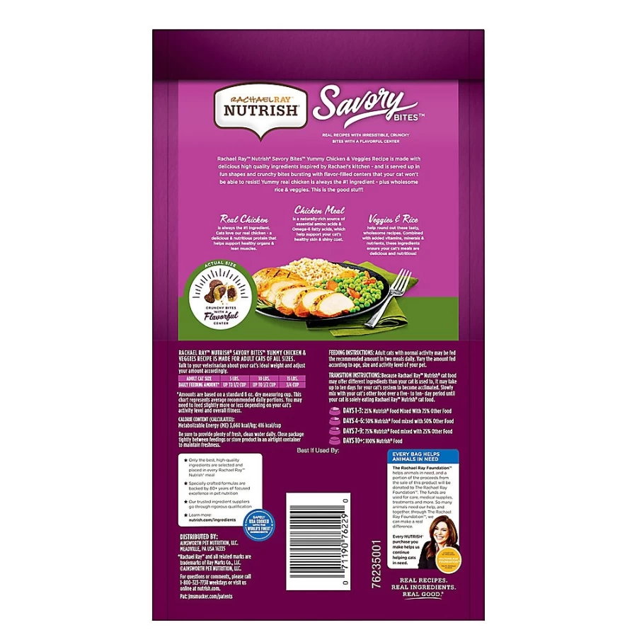 Rachael Ray Nutrish Savory Bites Chicken & Veggies Dry Cat Food for Adults - PetSmart