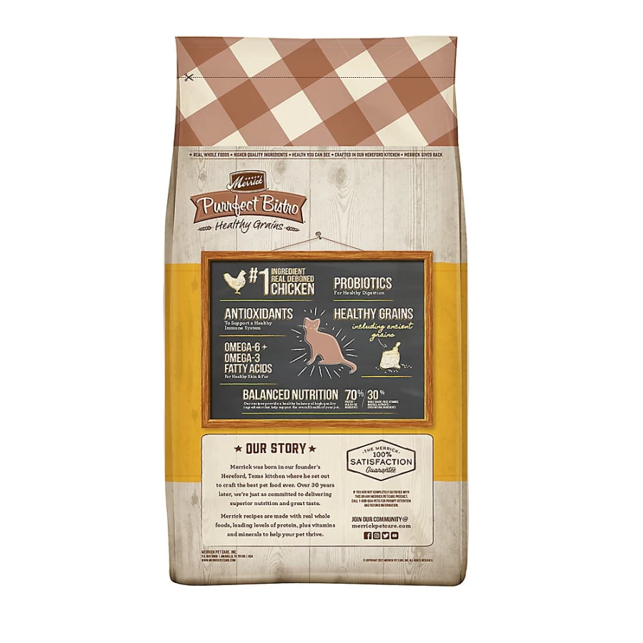 PetSmart Merrick Purrfect Bistro Dry Cat Food - Natural Chicken Recipe for All Life Stages, No Artificial Colors or Flavors