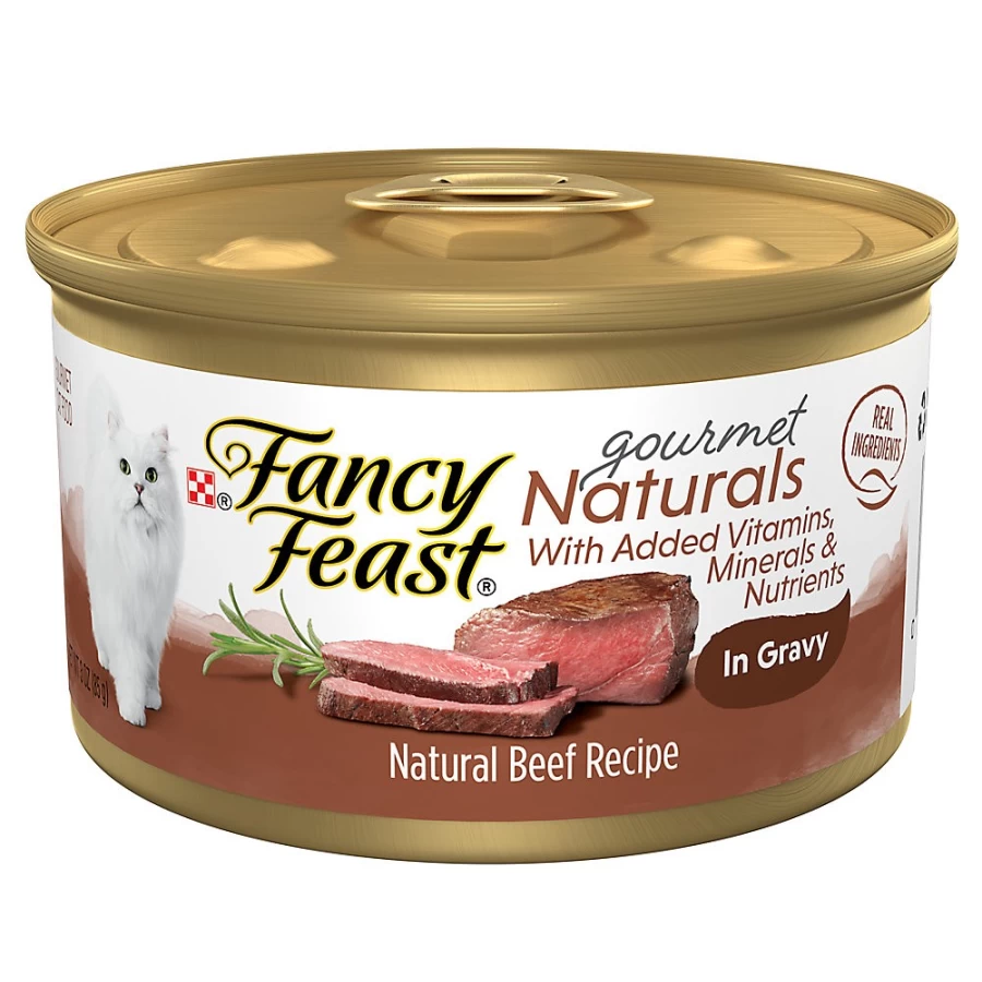 PetSmart Fancy Feast Gourmet Naturals Adult Wet Cat Food - 3.33 oz, Natural Ingredients, No Artificial Flavors, Grain-Free Pate