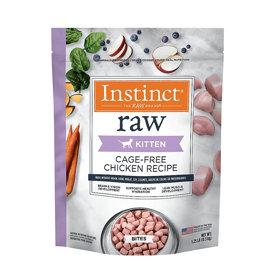 PetSmart Instinct Raw Chicken Frozen Cat Food for Kittens - Grain-Free, Cage-Free, High Protein