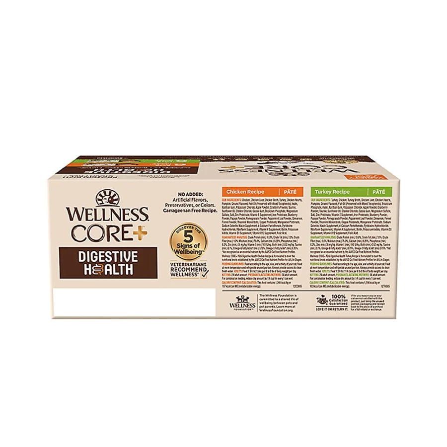 PetSmart Wellness CORE Grain-Free Digestive Health Wet Cat Food Variety Pack - Chicken & Turkey Recipe for Sensitive Stomachs