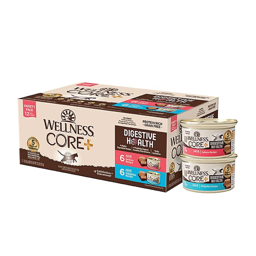 PetSmart Wellness CORE Grain Free Digestive Health Wet Cat Food Variety Pack with Salmon & Whitefish
